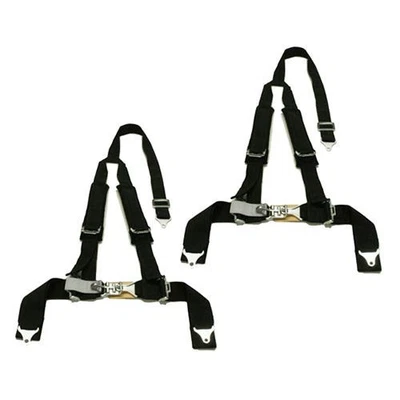 2 Polaris Ranger Tiger 4 Point Y Harness Seat Belts Sewn In 2"x3" w/ Pads Black - Image 1 of 2