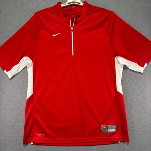 Nike Camicia Adulto Grande Rossa 1/4 Zip Pullover Dri Fit Traspirante Abbigliamento Squadra Uomo - Foto 1 di 9