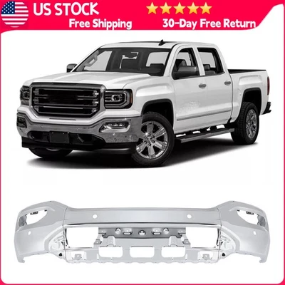 Front Bumper Face Bar For GMC Sierra 1500 2016-2018 2019 With Sensor Hole Steel - Imagem 1 de 4