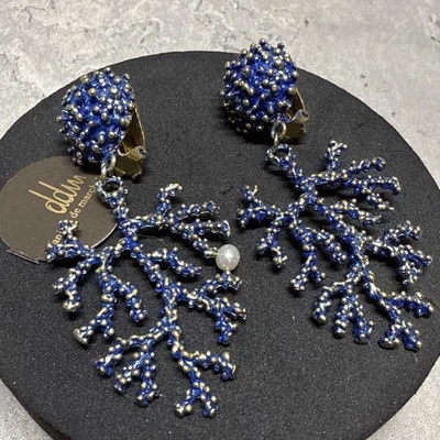 Pendientes de clip DANIELA DE MARCHI arrecife de coral en latón medianoche nuevos con etiquetas italianos Foto 1 de 4