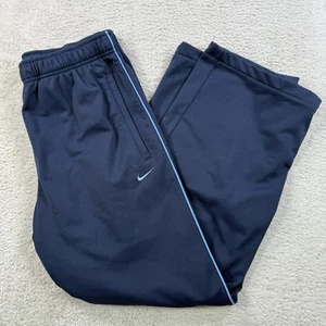 VTG Nike Track Pants Mens Small Navy Drawstring Pocket Active Gym Zip Ankle - Picture 1 of 12