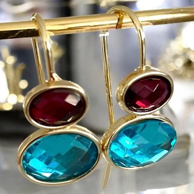 Aktion! Funkelnde Vintage Mosaik Strass Kristall Retro Ohrringe Kupfer Luxus - Bild 1 von 4