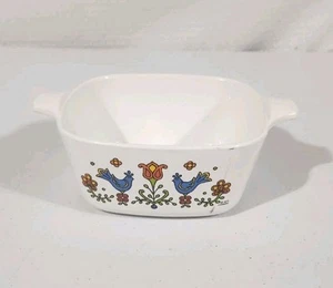 Vintage Corning Ware Casserole Dish Country Festival Blue Birds 2 3/4 Cup P43B - Picture 1 of 9