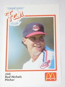 1991 MCDONALD'S WUAB CLEVELAND INDIANS TRIBE KIDS FAN CLUB ROD NICHOLS CARD