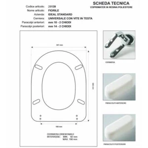 Copriwater Ideal Standard FIORILE BIANCO I.S. Cerniera Cromo-Sedile-Asse Wc - Foto 1 di 2