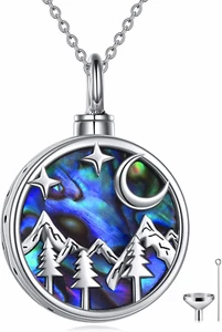 Urne Halskette für Asche Sterling Silber Abalone Muschel Einäscherung Schmuck für Asche - Bild 1 von 9