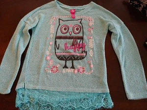 JK Girls Owl Shirt Lace Size M - Picture 1 of 5