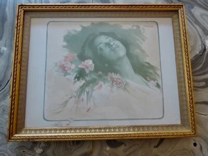 Mujer con rosas Albert Emile Artigue (Argentina, Buenos Aires 1850-1927 París - Imagen 1 de 6