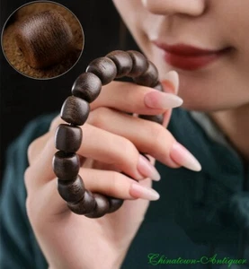 Vietnam Sinking Qinan Agarwood Kynam Kinam Kyara 12mm 17 Prayer Beads Juzu #1764 - Picture 1 of 24
