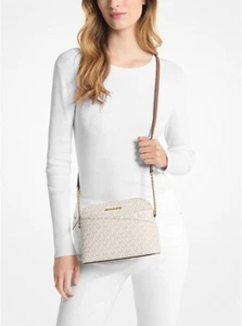 Michael Kors Jet Set Travel Medium Logo Dome Crossbody Bag Damen Vanilla MK/Gold - Bild 1 von 15