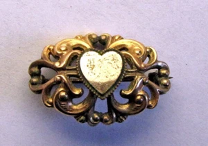 Vintage Brooch Heart of Gold Metal Pin ..... Signed C.T. - Picture 1 of 8