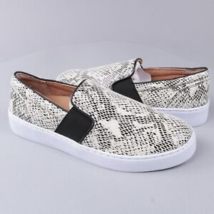 Vionic Womens Demetra Leather Slip On Sneaker Shoe White Black Round Toe Size 6