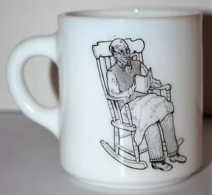 Vintage Grandfather Coffee Mug Cup White Milk Glass D Handle Grandpa - Picture 1 of 6