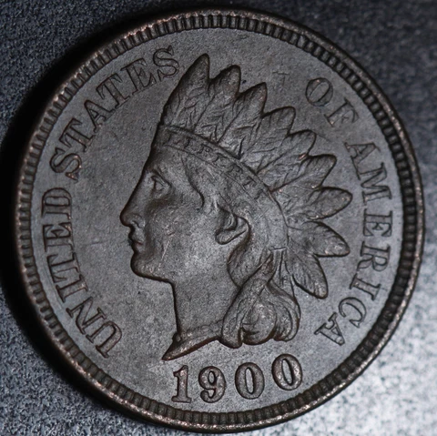 1900 INDIAN HEAD CENT - With LIBERTY & Near 4 DIAMONDS - AU UNC Details Cover