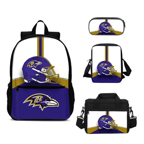 Baltimore Ravens School Backpack Crossbody Shoulder Bag Lunch Bag Pencil Case Cover