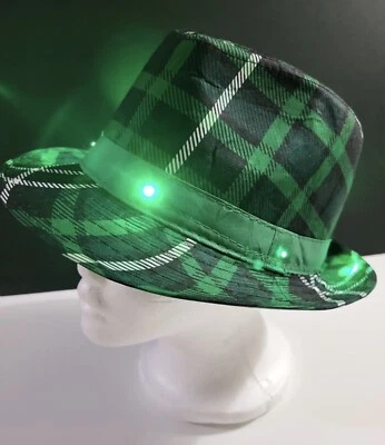 Green Plaid Unisex Hat With Band That Lights Up - Great For St. Patrick's Day - Image 1 of 4
