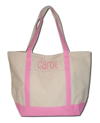 Bolso de Mano Barco Rosa Lona Pesada Monograma Personalizado Regalo Familiar NUEVO Foto 1 de 3