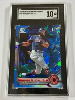 2022 Bowman Sapphire Edition Chrome Prospects George Valera #BCP-22 SGC 10 GEM - Image 1 of 2