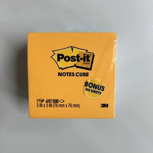 Post It Note 3 in x 3 in Cube Orange, Pink, Blue Colors, 1 Pad = 500 Sheets - Picture 1 of 3