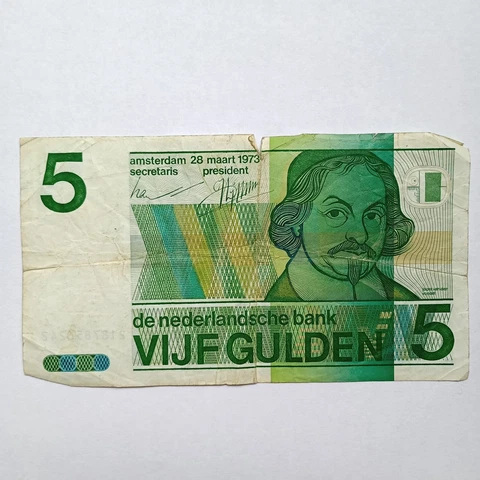 Netherlands 5 Gulden 1973 Well Circulated Banknote Foreign Currency Paper Money Cover