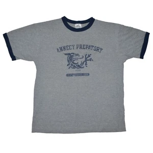 Vintage Adidas Annecy Prep Ringer T Shirt Size Large Gray Made in Canada - Picture 1 of 6