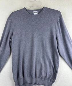 ZARA Men Gray Basic Sweater Long Sleeve Size Large Soft Comfort Stretch - Picture 1 of 7