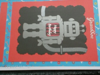 handmade grandson birthday card theme robots new - Image 1 of 2