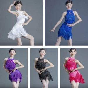 Girls Dance Dress Fringe Party Latin Salsa Ballroom Dancewear Outfit Costume - Picture 1 of 22