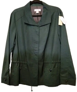 Christopher Banks Dark Green Lined Drawstring Button Long Sleeve Jacket sz XL - Picture 1 of 6