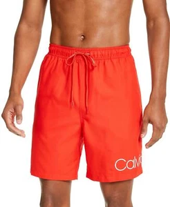 Calvin Klein Men's 7" Volley Logo Quick Dry UPF 50+ Swim Trunks Orange XXL NWT - Picture 1 of 1