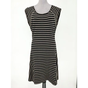 Jessica Simpson Sweater Dress Womens XL Black Ivory Stripes Knit Fit n Flare - Picture 1 of 12