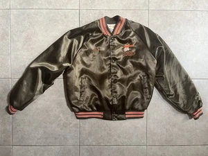 Vintage Hooters Satin Brown Bomber Racing Jacket Bob XL Chalk Line Made In USA - Picture 1 of 9