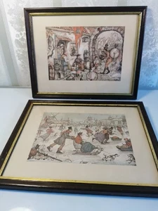 Anton Pieck Vintage 1970s Prints x2  Framed Dutch Artist Holland  - Picture 1 of 15