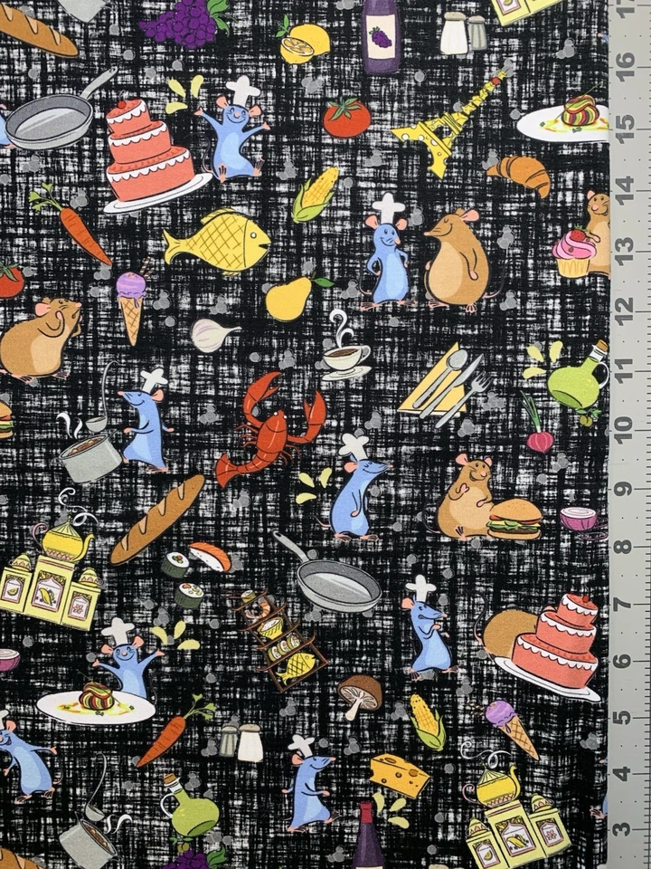 Tecido personalizado Disney Pixar Ratatouille Remy fat quarter 18”x28” elastano elástico - Imagem 1 de 1