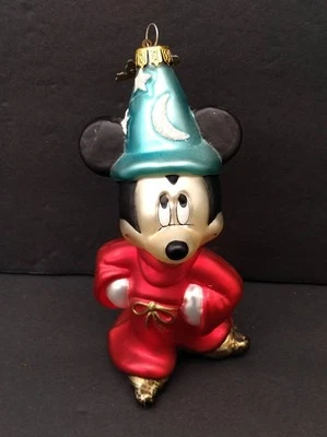 Disney Fantasia Sorcerer Apprentice Mickey Glass Christmas Ornament Vintage  - Image 1 of 4