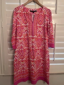 Barbara Erickson neu mit Etikett $ 154 Azteken Cotofina jaderosa bedrucktes Kleid Größe Large - Bild 1 von 2