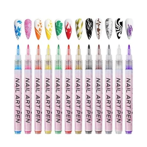 12Colours Nail Art Pens Set Waterpr oof Quick Dry 0.7Mm Nib DIY; Manicure C9Y9 - Picture 1 of 10