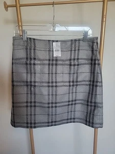 Neu mit Etikett J. Crew A-Linien Rock Damen 8 grau schwarz kariert Taschen knielang gefüttert Reißverschluss - Bild 1 von 12
