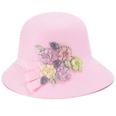 Mujeres Verano Paja Cloche Cubo Iglesia Kentucky Derby Sun Oaks Día Sombrero T420 Foto 1 de 4