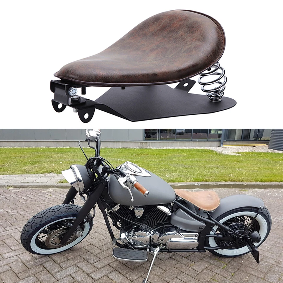 Motorcycle Spring Solo Seat W/Base Saddle For Harley Springer Heritage Softail - Image 1 of 4
