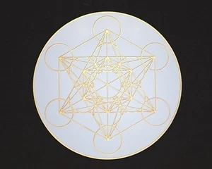 Cubo Metatrón Placa de Rejilla de Cristal, Metatrón Sagrada Enchapado en Oro Geometría Sagrada Montaña Montaña Montaña - Imagen 1 de 7