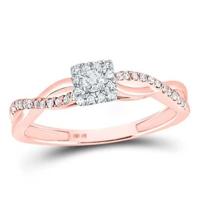 10K Rose Gold Diamond Solitaire Ring Engagement Promise Ring .20ct Minimalist - Picture 1 of 3
