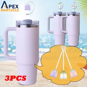 3 pezzi coperchio punta paglia silicone per tazza Stanley 30 40 oz tappo bicchiere coperchi fiori - Foto 1 di 9