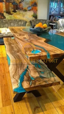 New Custom Order Blue Epoxy Dining coffee Table Tops walnut Table Home Decor - Image 1 of 4