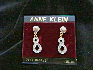 Anne Klein Ohrringe goldfarben Strass Figur 8 Ohrhänger 18 Karat Gold Posten - Bild 1 von 2