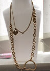 jewellery Large Gold Tone Love heart And Locket  Two Strand Necklace Chained