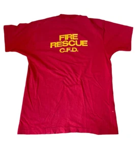 Vintage 90s Calgary Fire Department Red Single Stitch T Shirt XL Has Flaws - Bild 1 von 8