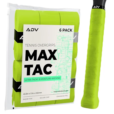 ADV Maxtac Tacky Tennis Overgrip -6 Pack Extremely Sticky Non-Slip Tennis Grips