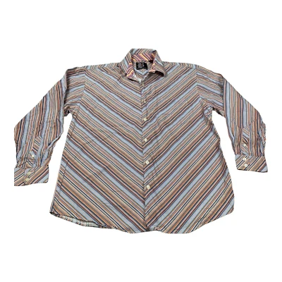 Vintage Brooklyn Xpress Shirt Mens XL Multicolor Stripe Button Up Y2K Streetwear - Image 1 of 4