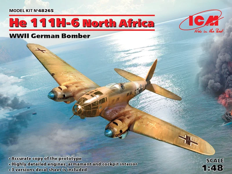 ICM 48265 Bombardero Alemán Segunda Guerra Mundial Heinkel He 111H-6 Norte de África 1/48 Foto 1 de 1
